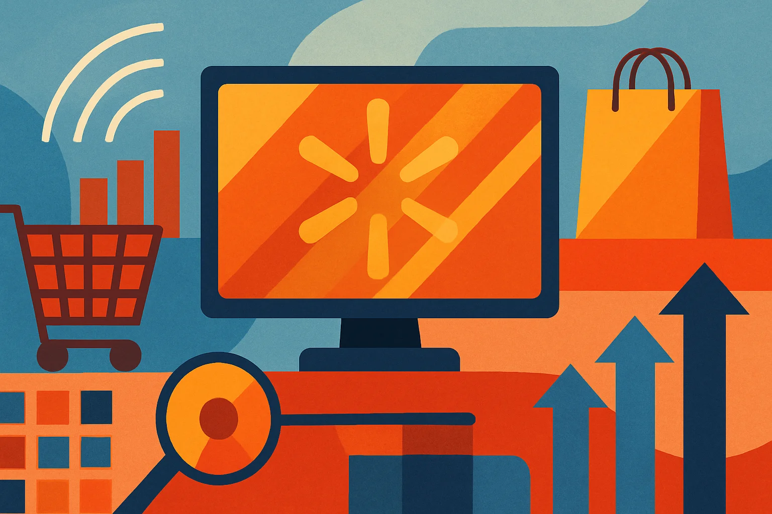 Original editorial illustration for Walmart completes its acquisition of TV advertising company Vibe.co: A New Competitive Fault Line.