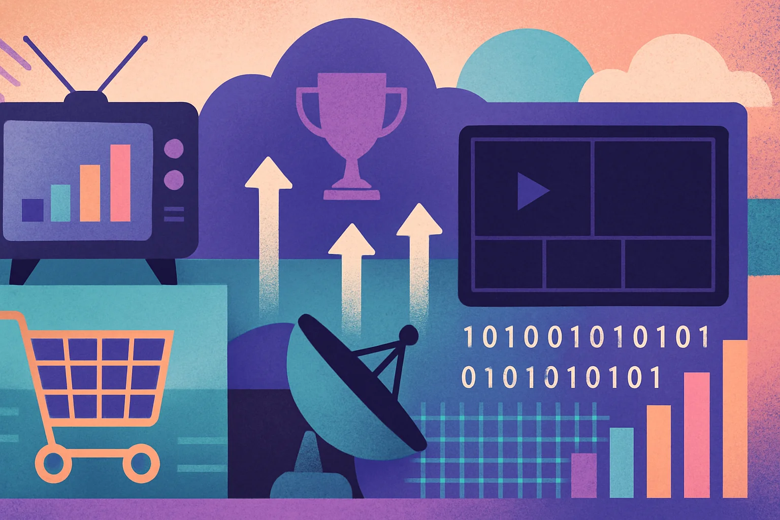 Original editorial illustration for Two Broadcasters, One Cup; Handing Control To The Cloud: Winners, Risks, and What Comes Next.