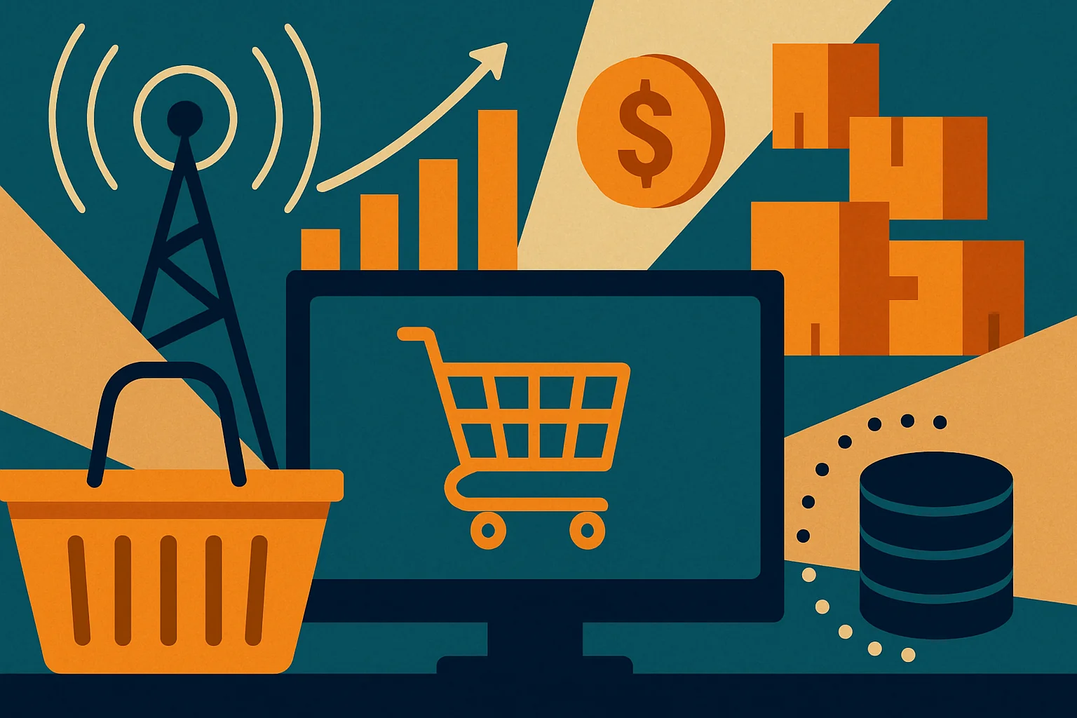 Original editorial illustration for Is Retail Media Kidding Itself? - Next in Media: The Business Stakes.